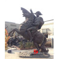large copper Napoleon sculpture with horse statue